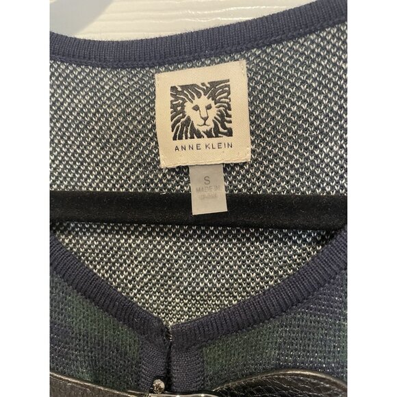 Anne Klein Womens Plaid Open Cardigan Sweater Coat Size S Clasp Preppy Old Money - Picture 5 of 14